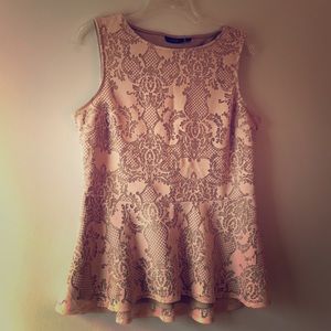 Apt. 9 Sleeveless Lace-Overlay Peplum Top in Pink